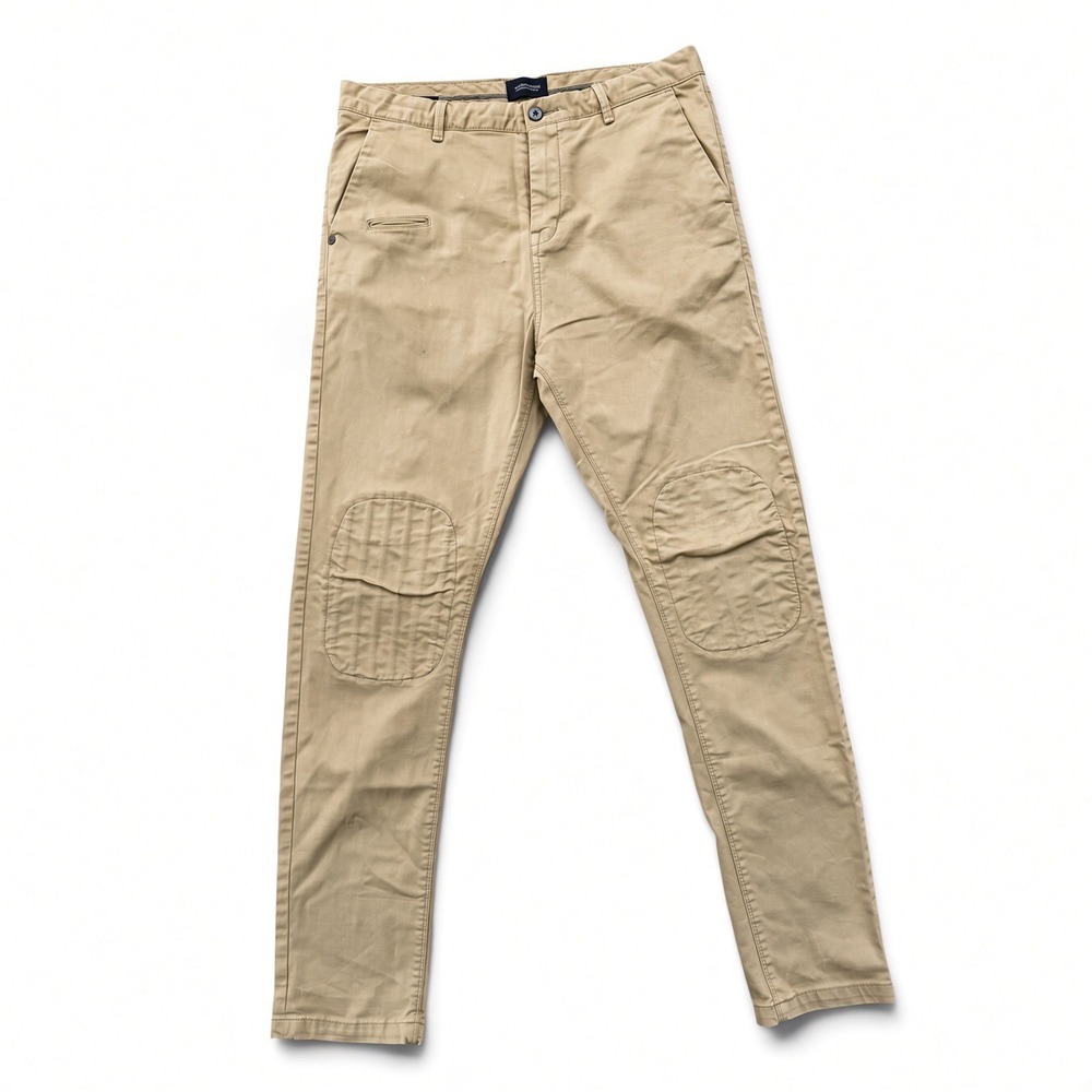Scotch & Soda Keegan Slim Fit Moto Knee Patch Chino Pants Tan Khaki 31x32